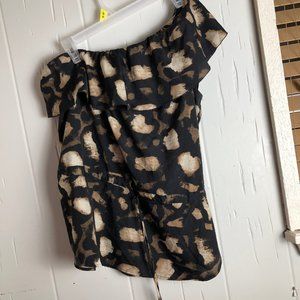 New York & Company Brown Blouse One Shoulder Size